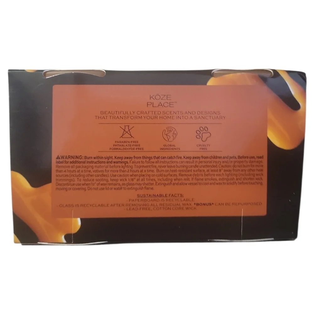 1 Koze Place Whipped Caramel & Bourbon Scented Candle Duo 2 X 3.4 Oz/95 g